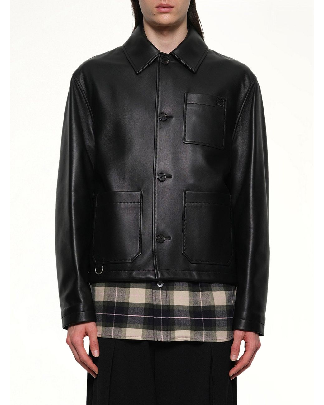 Loewe Black Leather Workwear Jacket for men