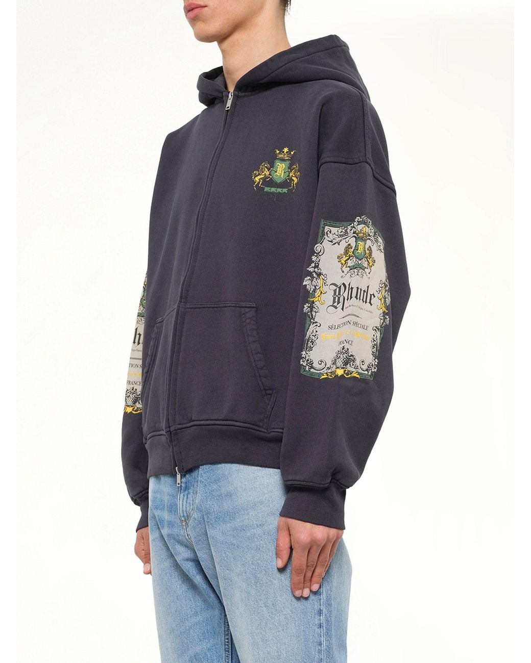 Rhude Blue Bordeaux Reserve Zip Up Hoodie for men