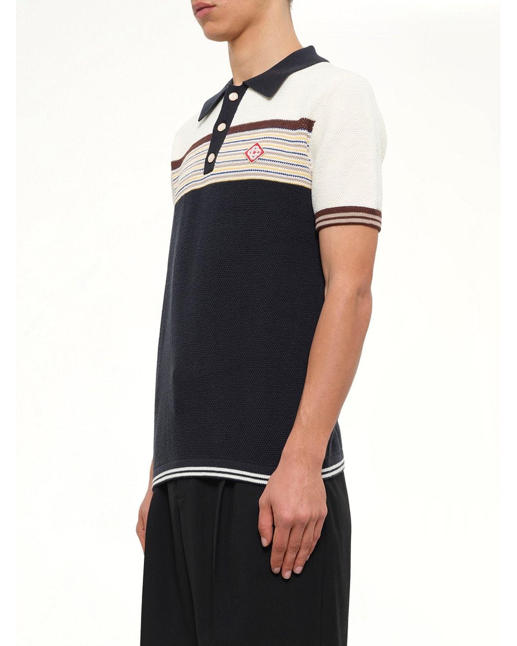 Casablanca Black Cafe Stripe Polo Shirt for men