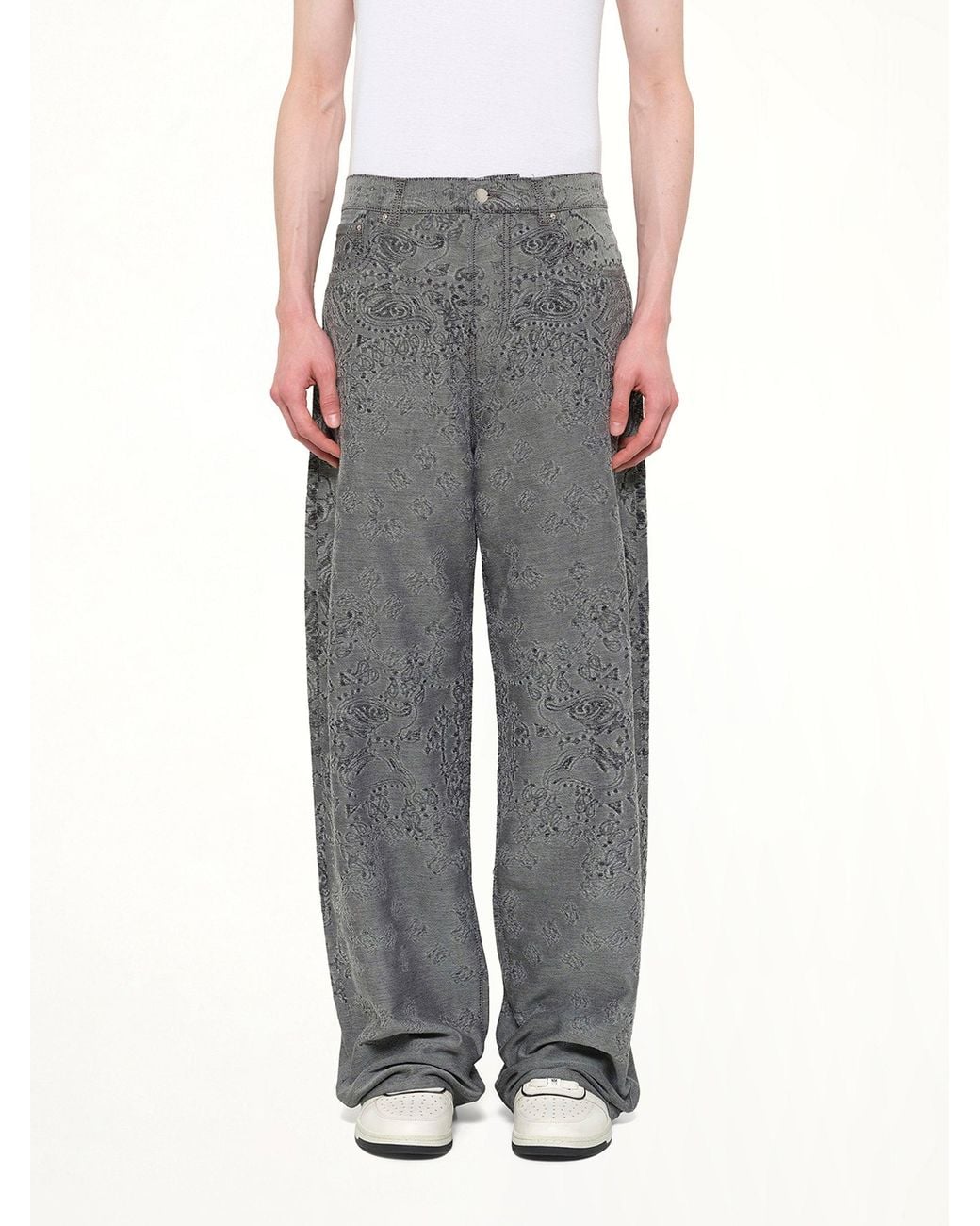 Amiri Gray Ma Quad Bandana Baggy Jeans for men