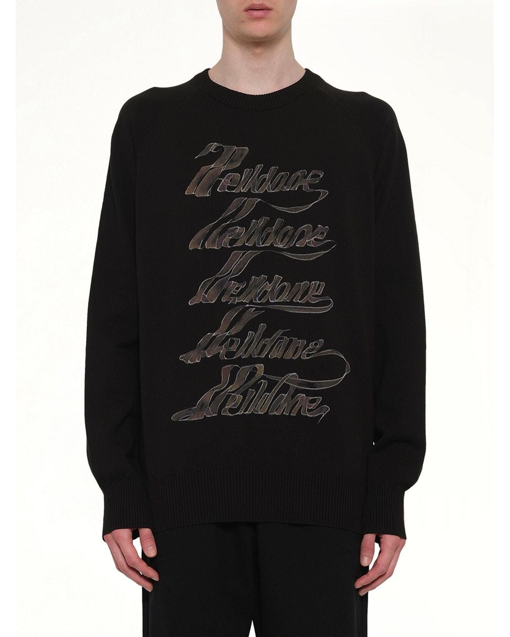we11done Black Multi Logo Print Sweater for men