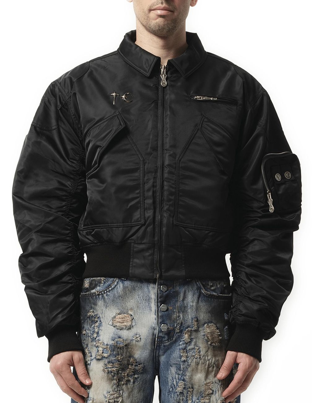 THUG CLUB A Wingless Bird Bomber Jacket, 100% Nylon in Black for