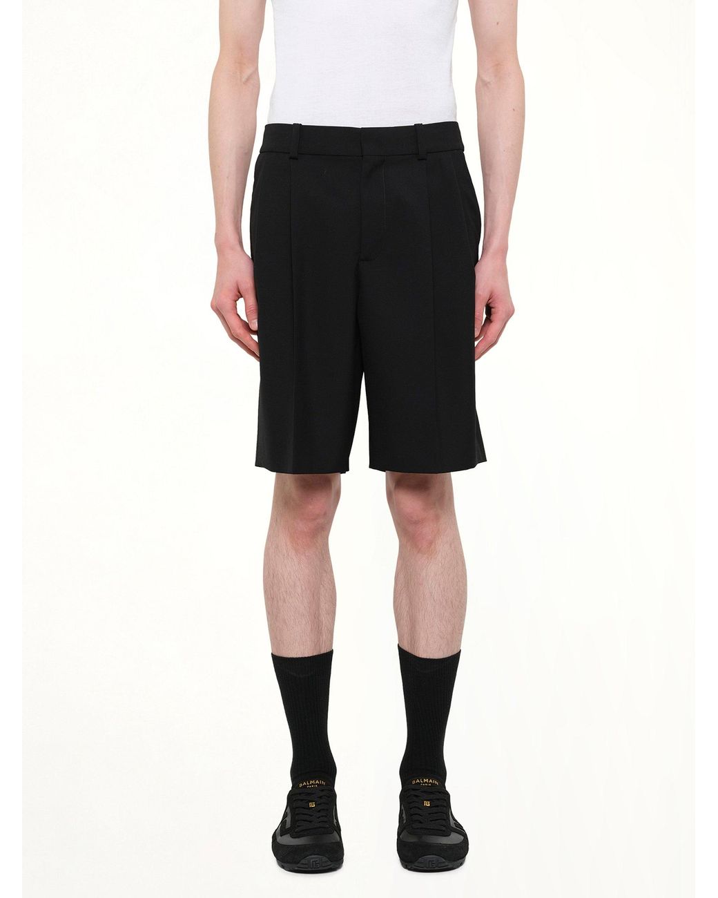 Balmain Black Wool Tailored Bermuda for men