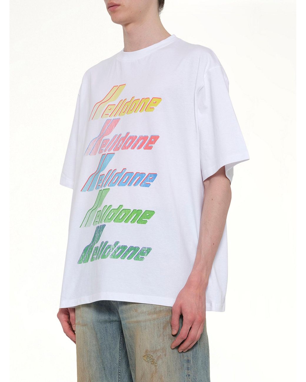 we11done White Multi Logo T-Shirt for men