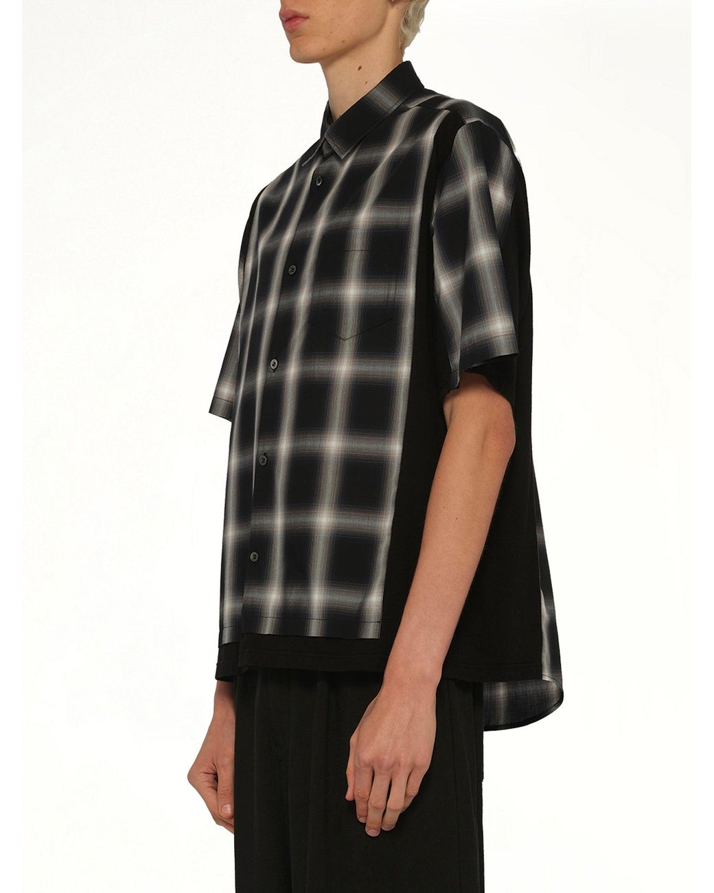 Undercover Black Combo Check Ss Shirt for men