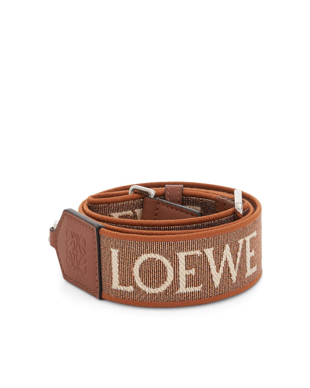 Anagram strap in jacquard and calfskin Natural/Tan - LOEWE