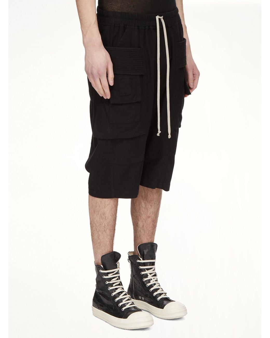 Rick Owens Black Light Flannel Creatch Cargo Pods for men