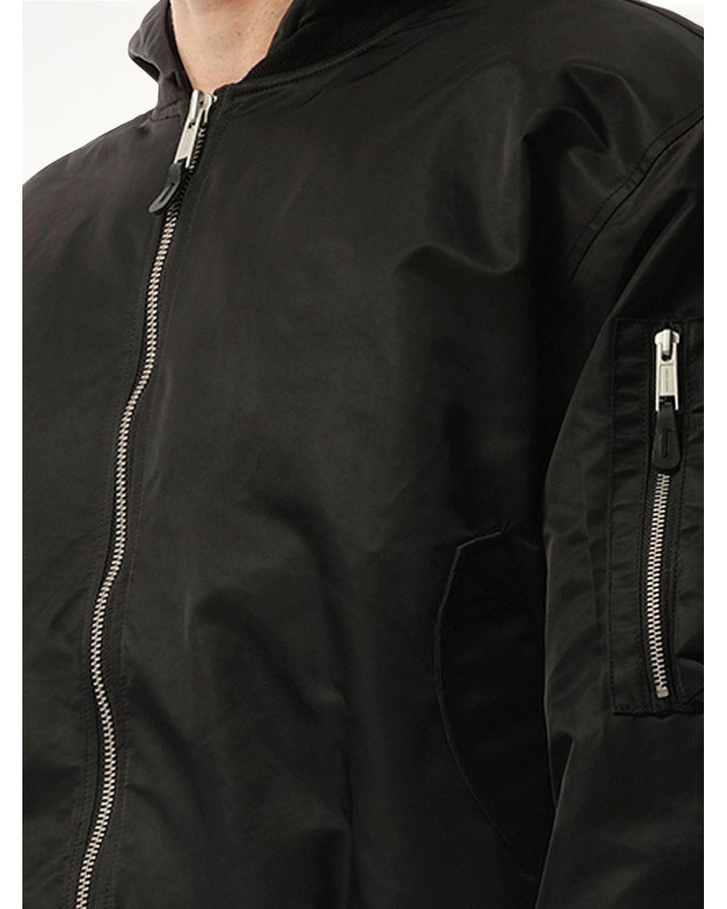 Entire studios Black Hooded Broad Bomber Jacket for men