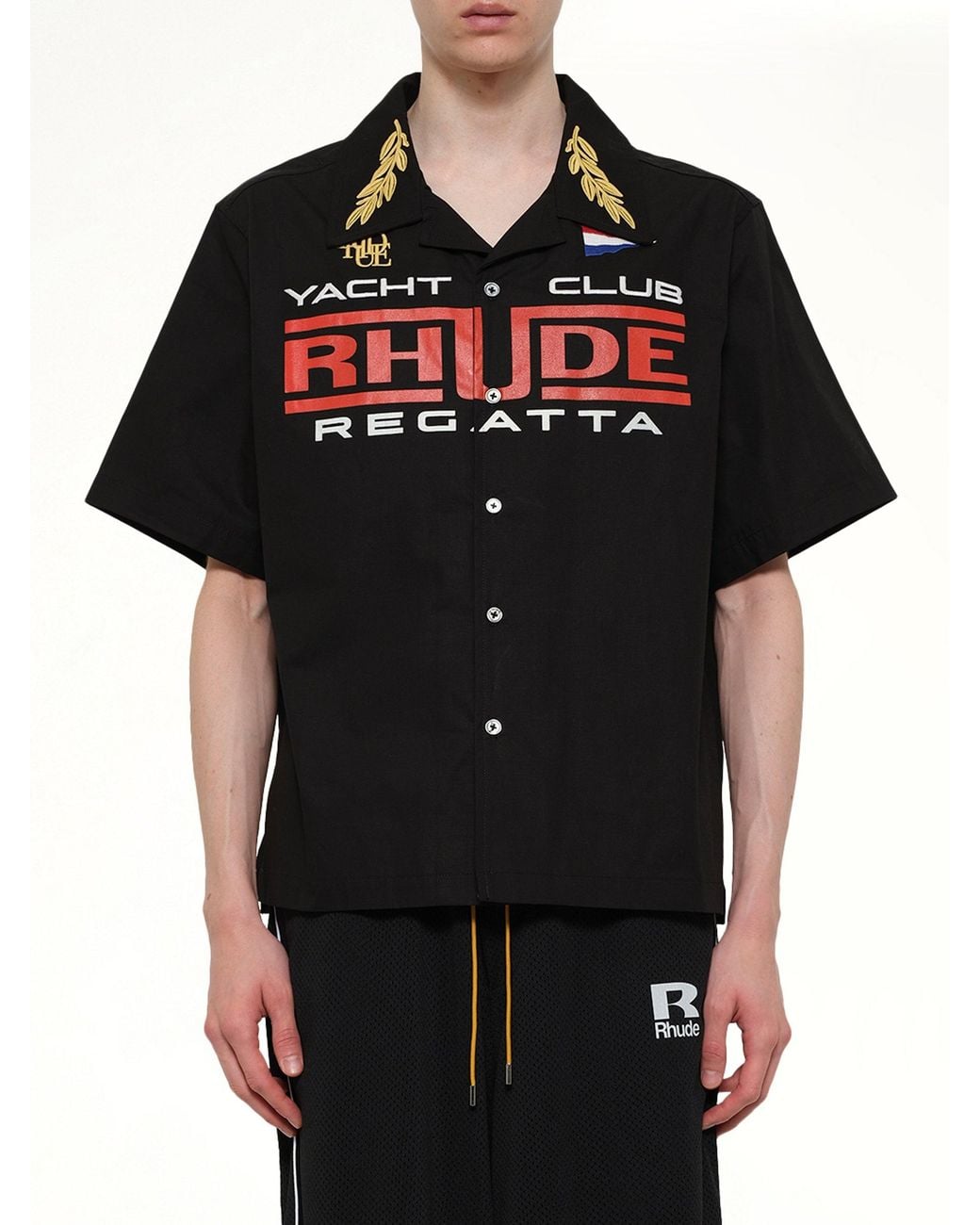 Rhude Black Regatta Club Shirt for men