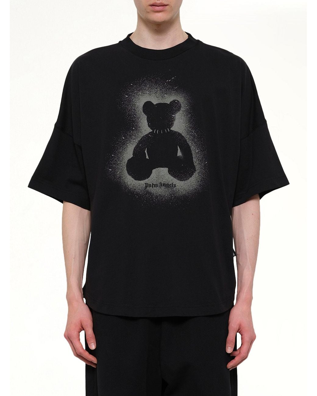Palm Angels Black Spray Bear Over T-Shirt for men