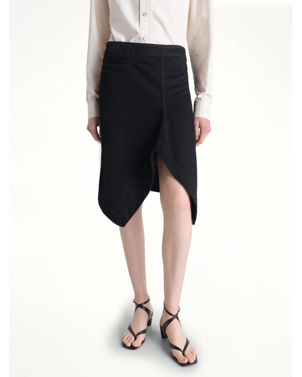 Lemaire Black Asymmetric Short Skirt