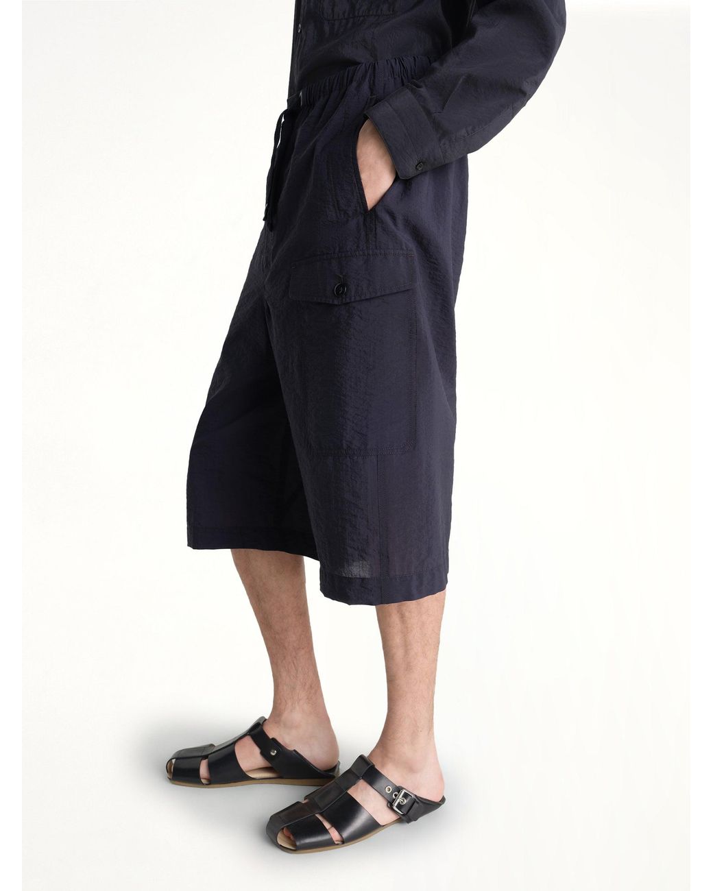Lemaire Black Cargo Easy Shorts for men