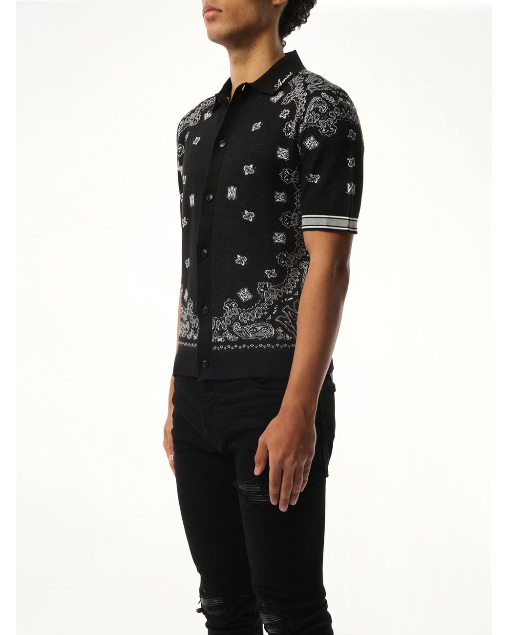 Amiri Black Bandana Polo for men