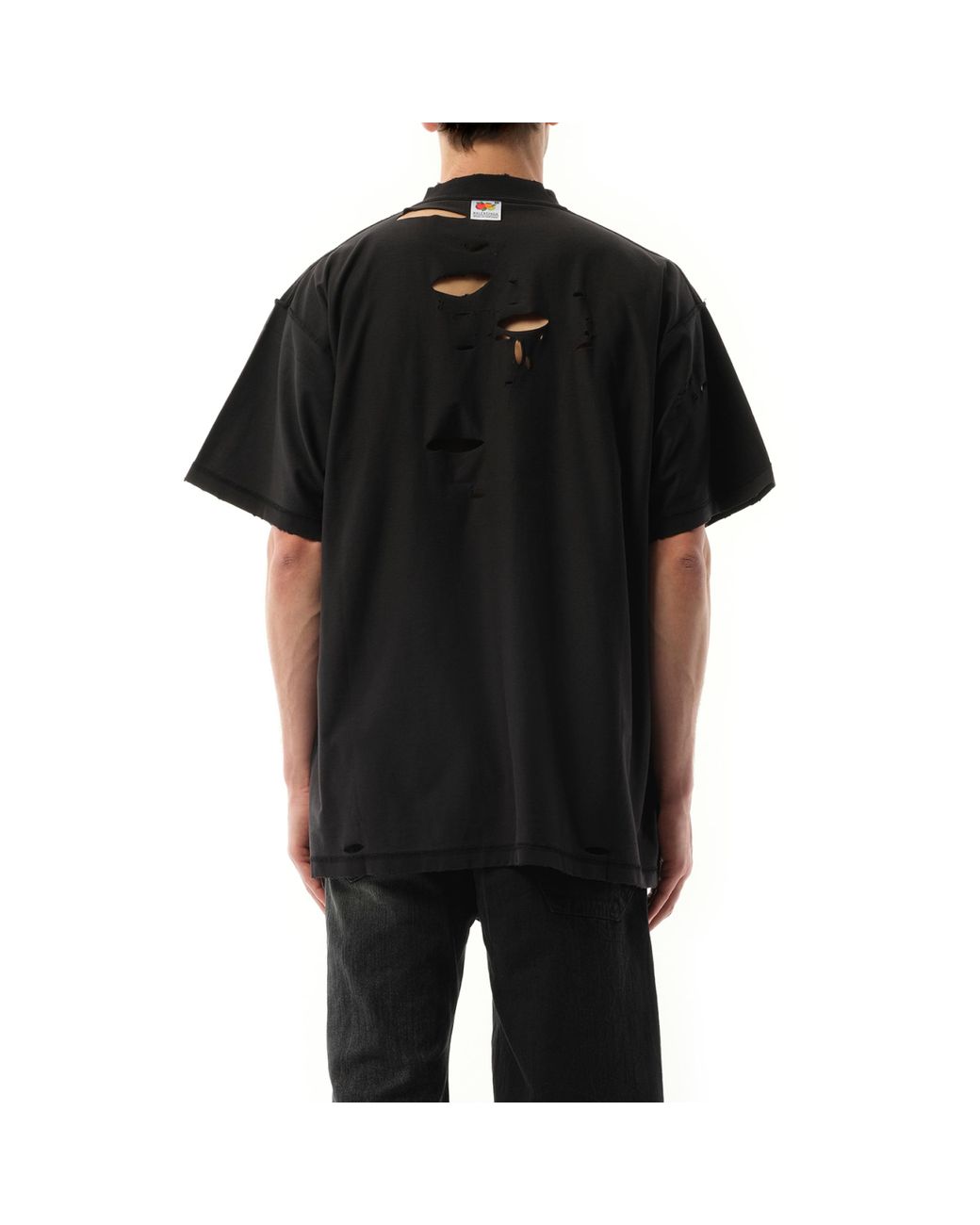BALENCIAGA＊MIRROR BALENCIAGA INSIDE OUT 穴あきTシャツ＊送込 Balenciaga Inside Out Mirror Destroyed Cotton T-Shirt in