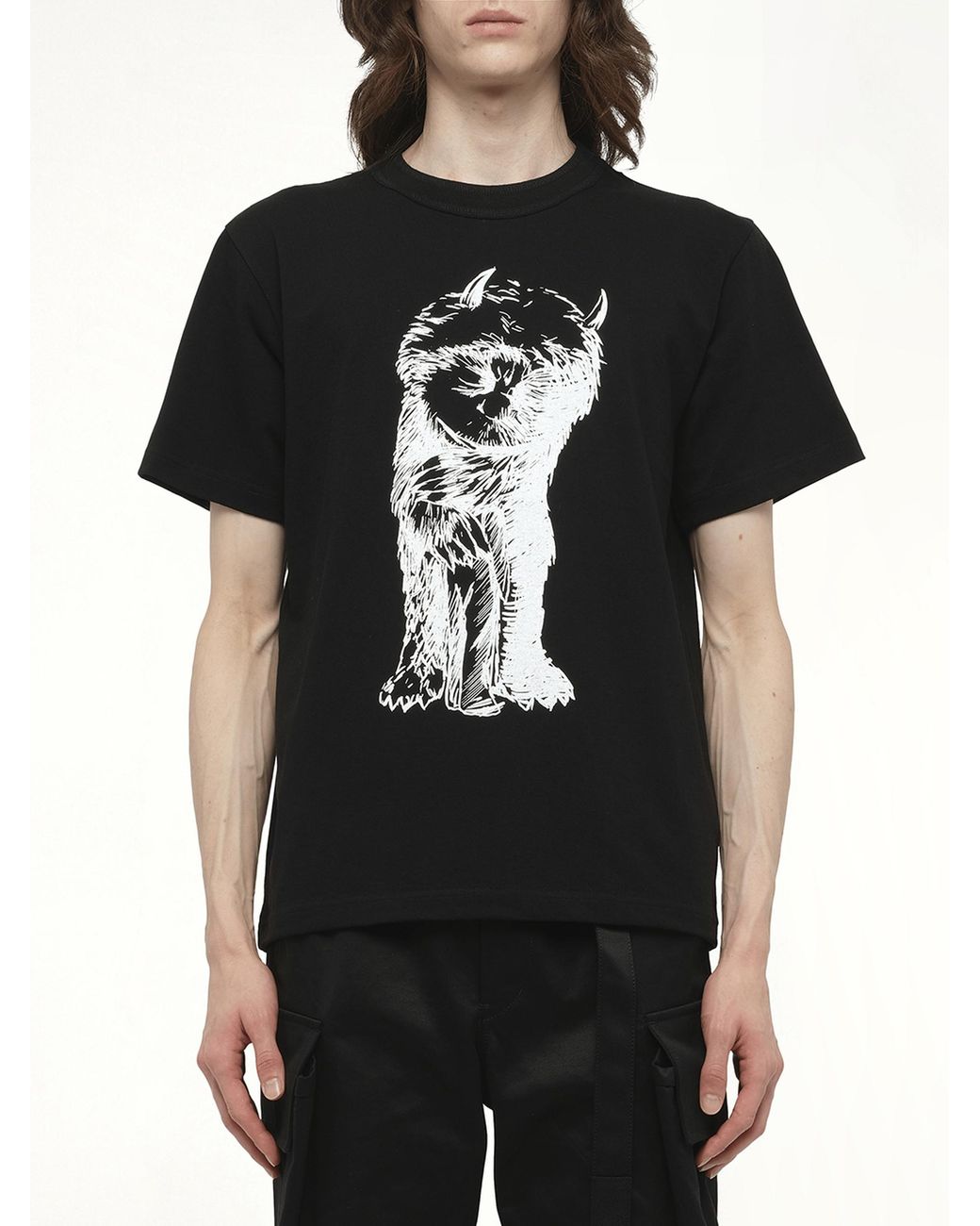 Sacai Black Where The Wild Things Are Monster T-Shirt for men