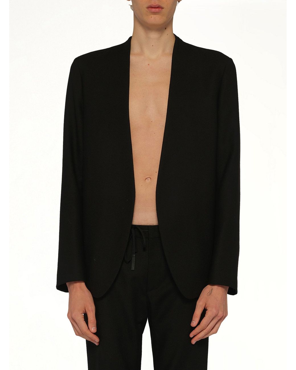 Maison Margiela Black Collarless Jacket for men