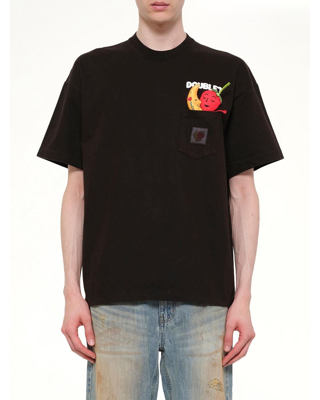 Doublet Black Mud-Dyed T-Shirt With Shfu for men