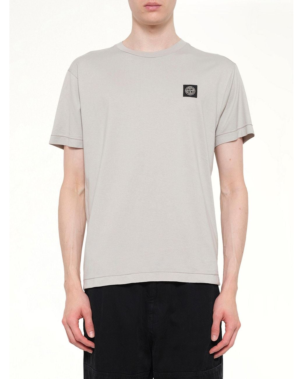 Stone Island Gray 2100027 Logo Patch T-Shirt for men