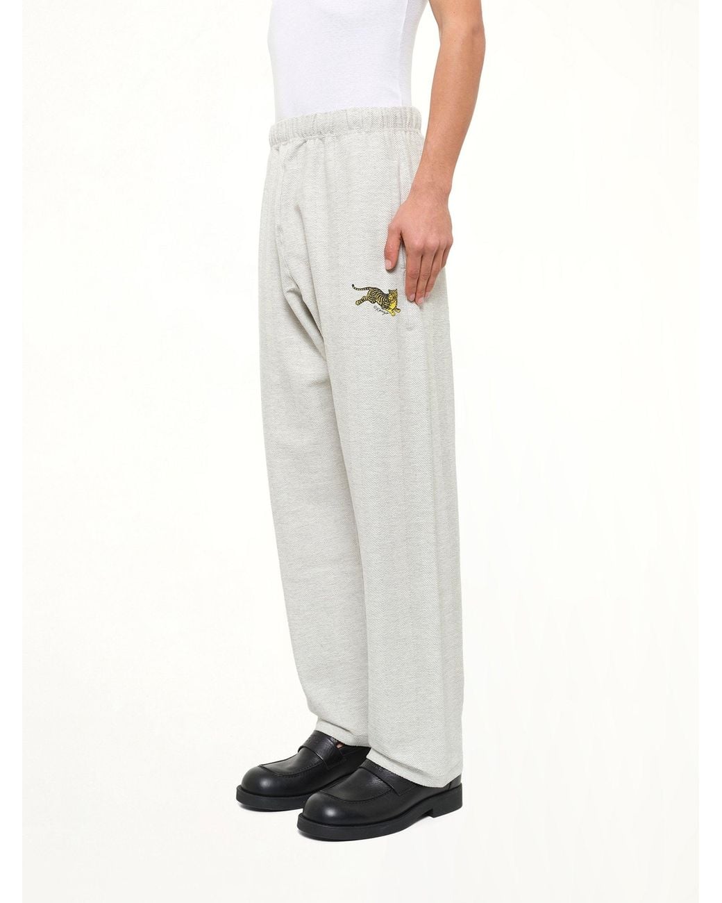 KENZO White Jumping Tiger Straight Jog Pants for men
