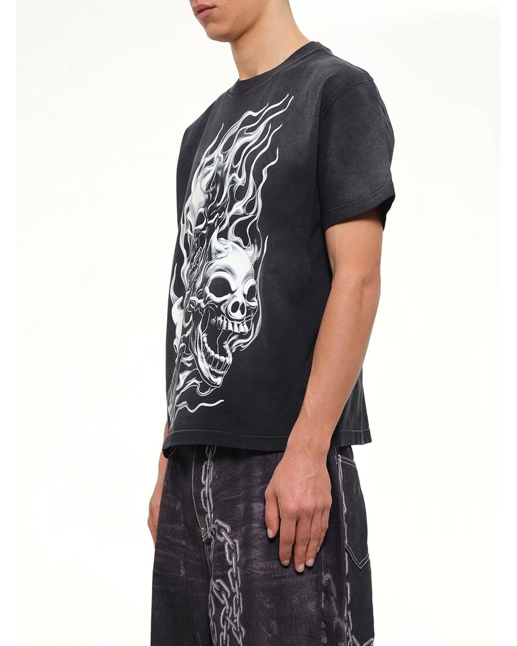 THUG CLUB Black Three Riding Skull Dirt T-Shirt for men