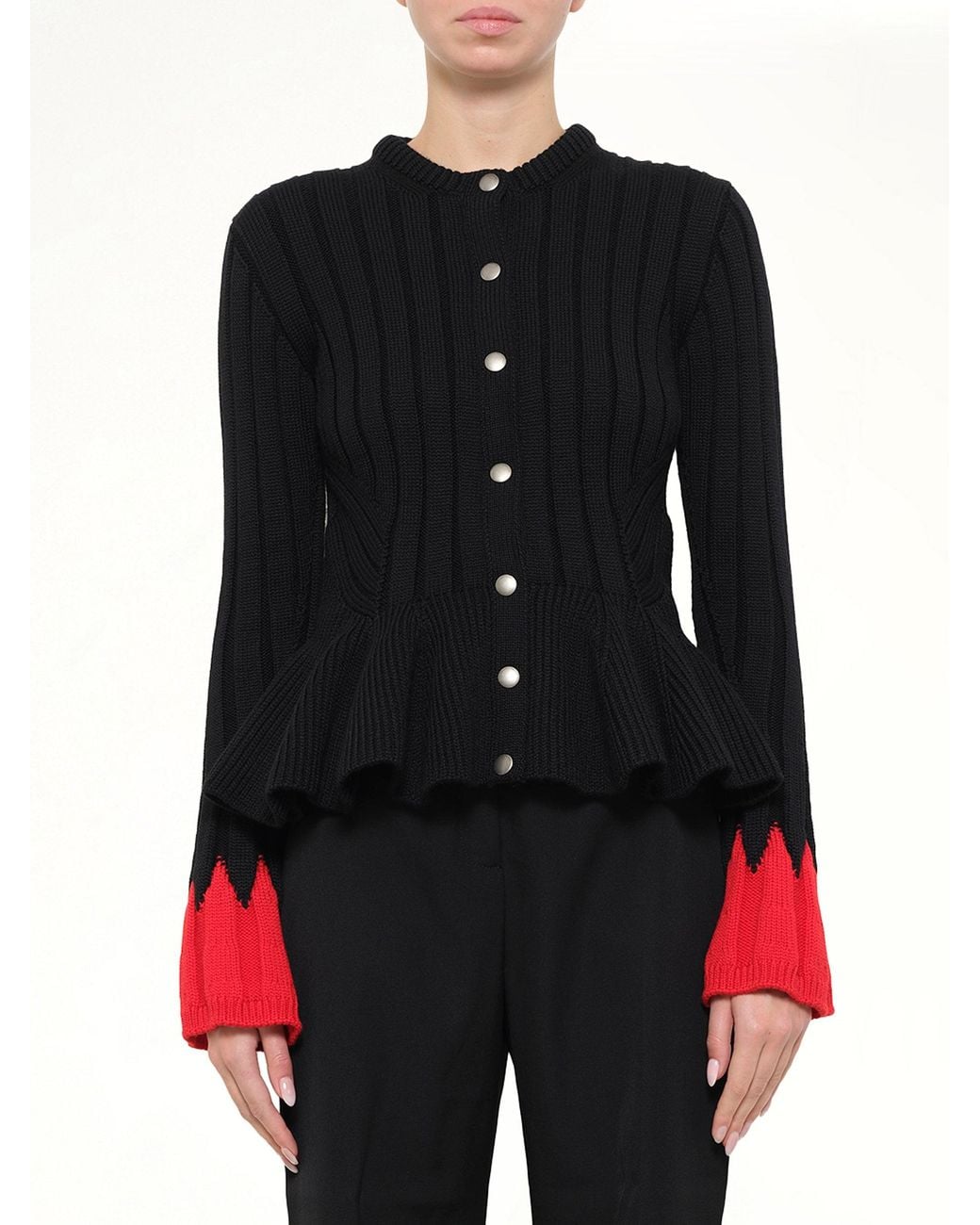 McQueen Black Peplum Cardigan