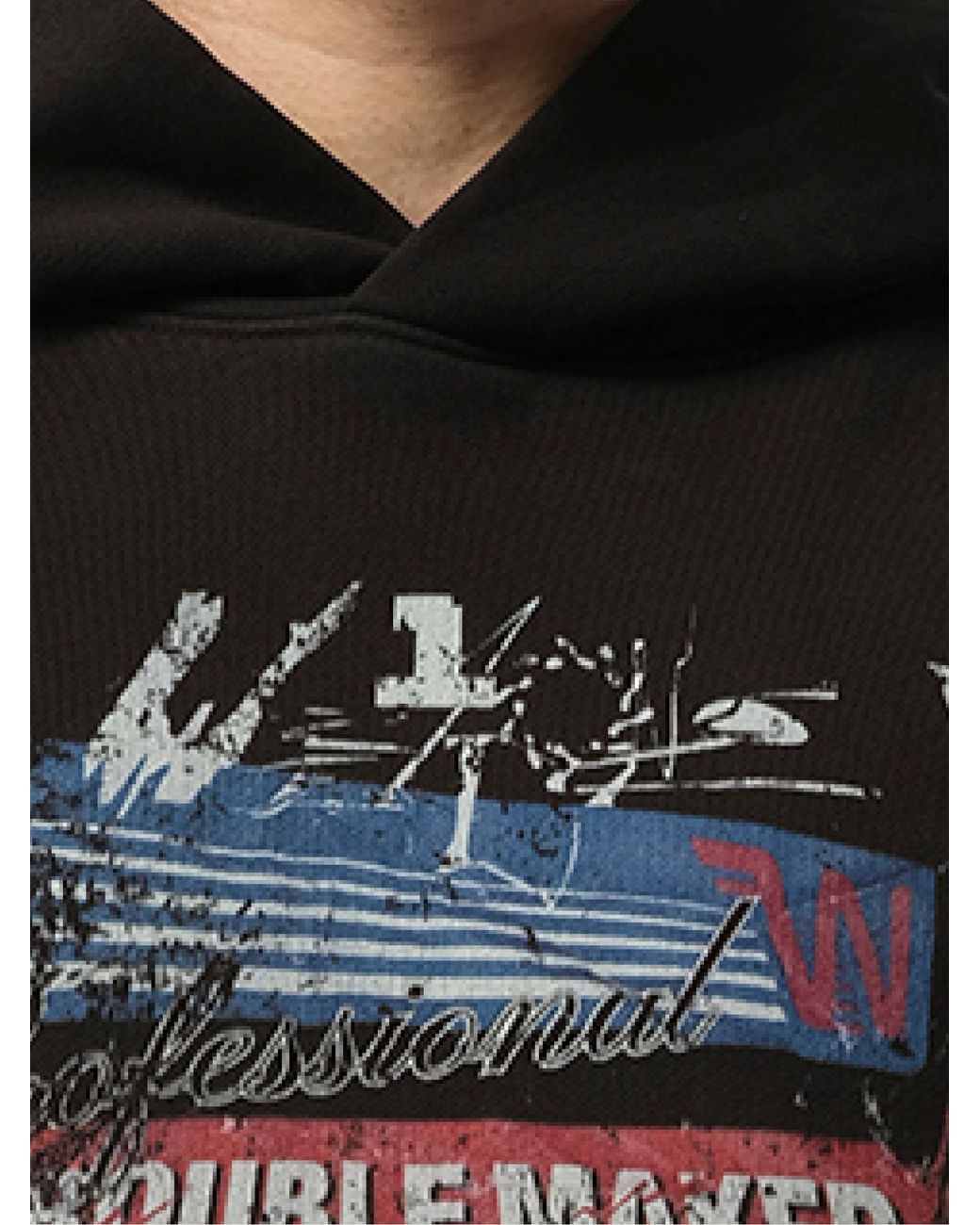 we11done Black Vintage Collage Hoodie for men