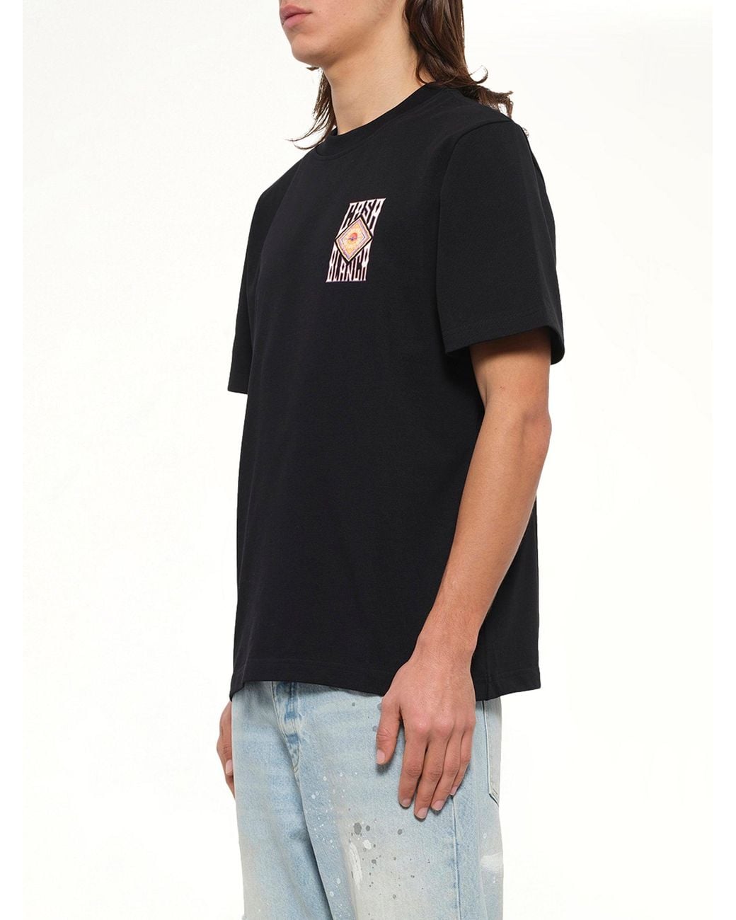 Casablanca Black Hermons Mirage Printed Classic T-Shirt for men