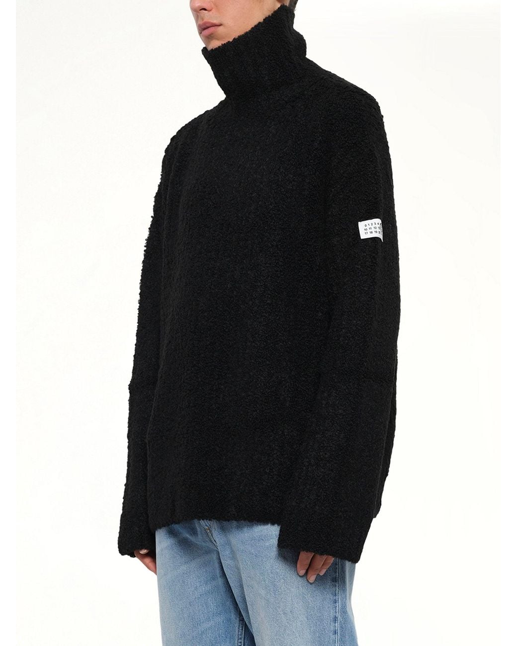 MM6 by Maison Margiela Black Boucle Knit Turtleneck for men