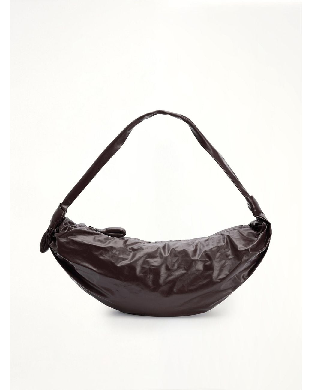 Lemaire Brown Soft Croissant Large Paper Leather Bag