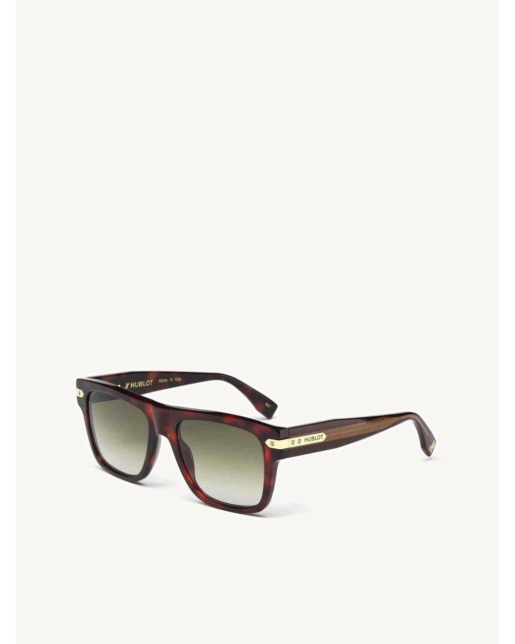 Hublot Brown Square Acetate Sunglasses With Gradient Mirror Lens for men