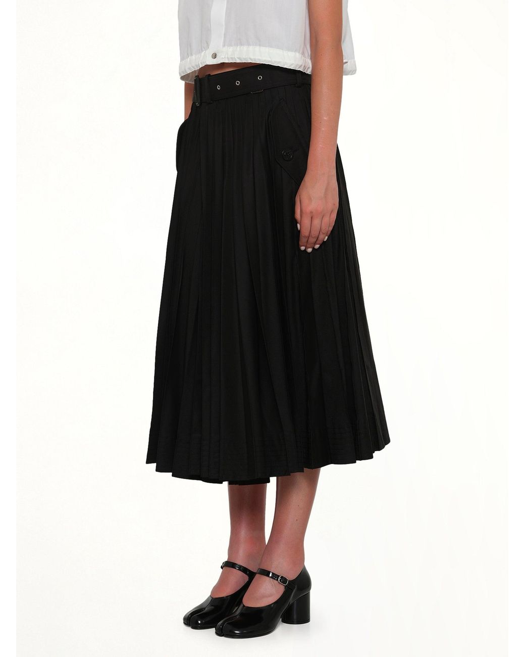Sacai Black Cotton Gabardine Skirt