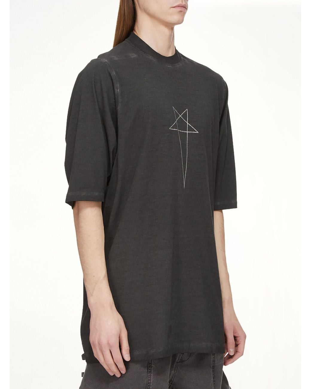 Rick Owens Black Pentagram Jumbo Ss T-Shirt for men