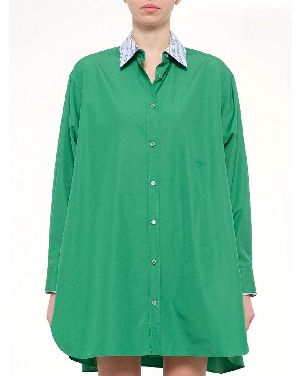 Loewe Green Cotton Poplin Shirt Dress