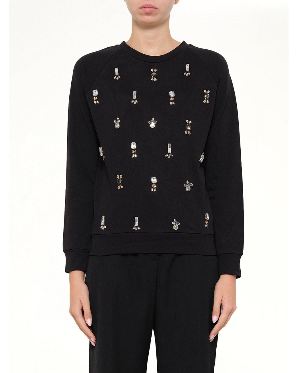 Lanvin Black Embroidered Jersey Top