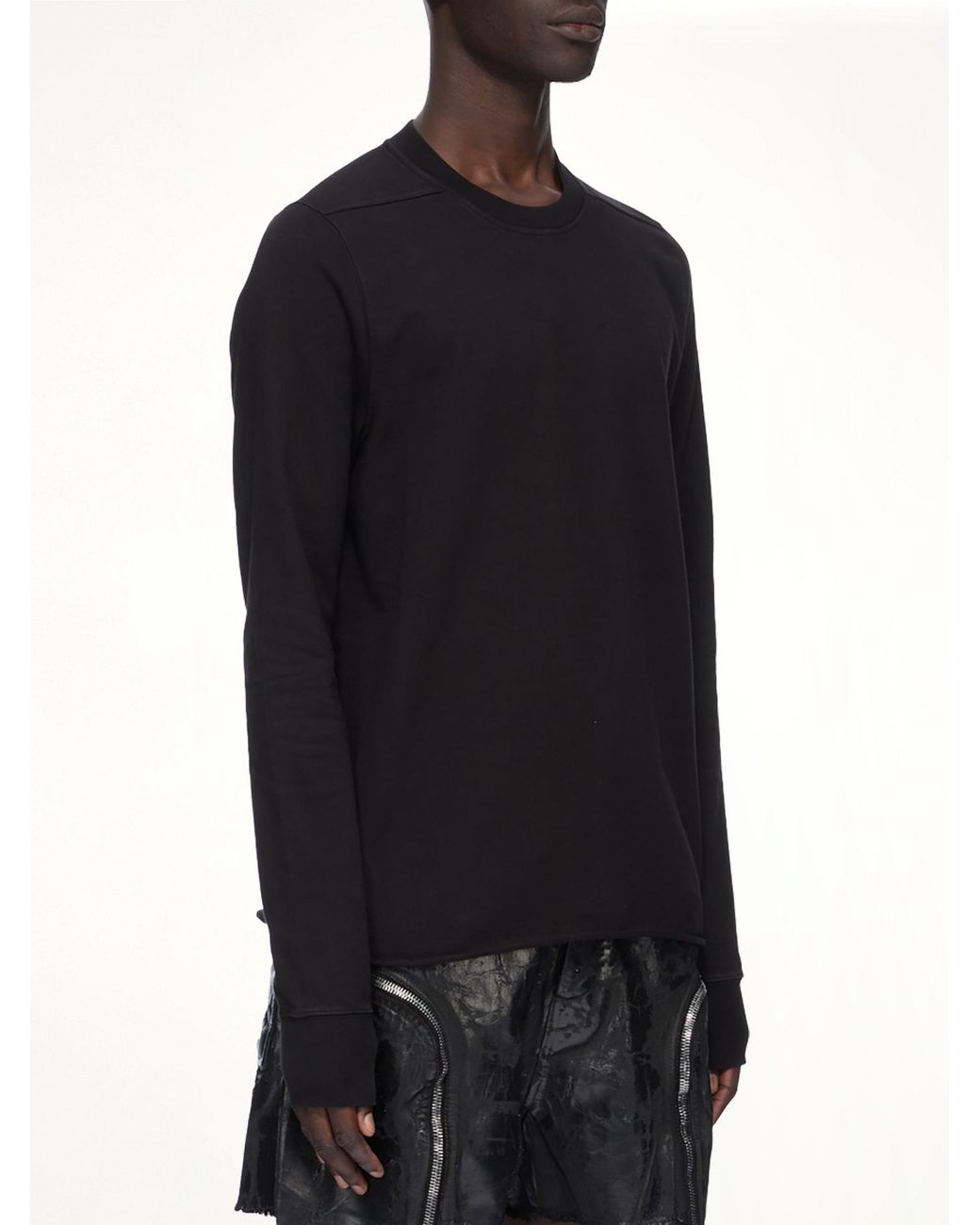 Rick Owens Black Heavy Jersey Crewneck Sweatshirt for men