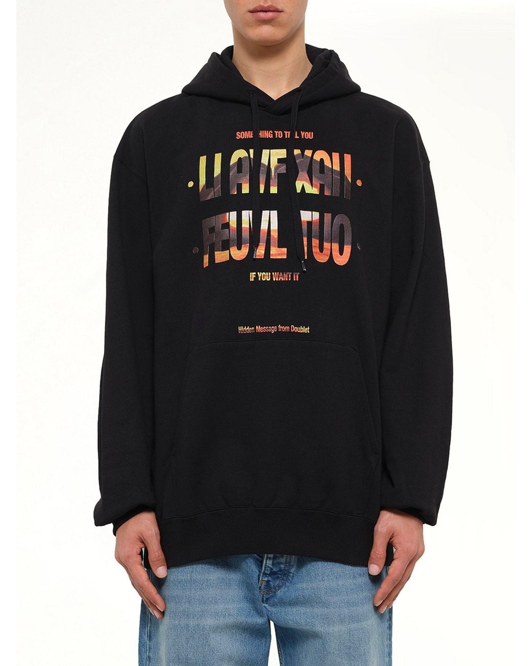 Doublet Black Hidden Msg Emb Hoodie for men