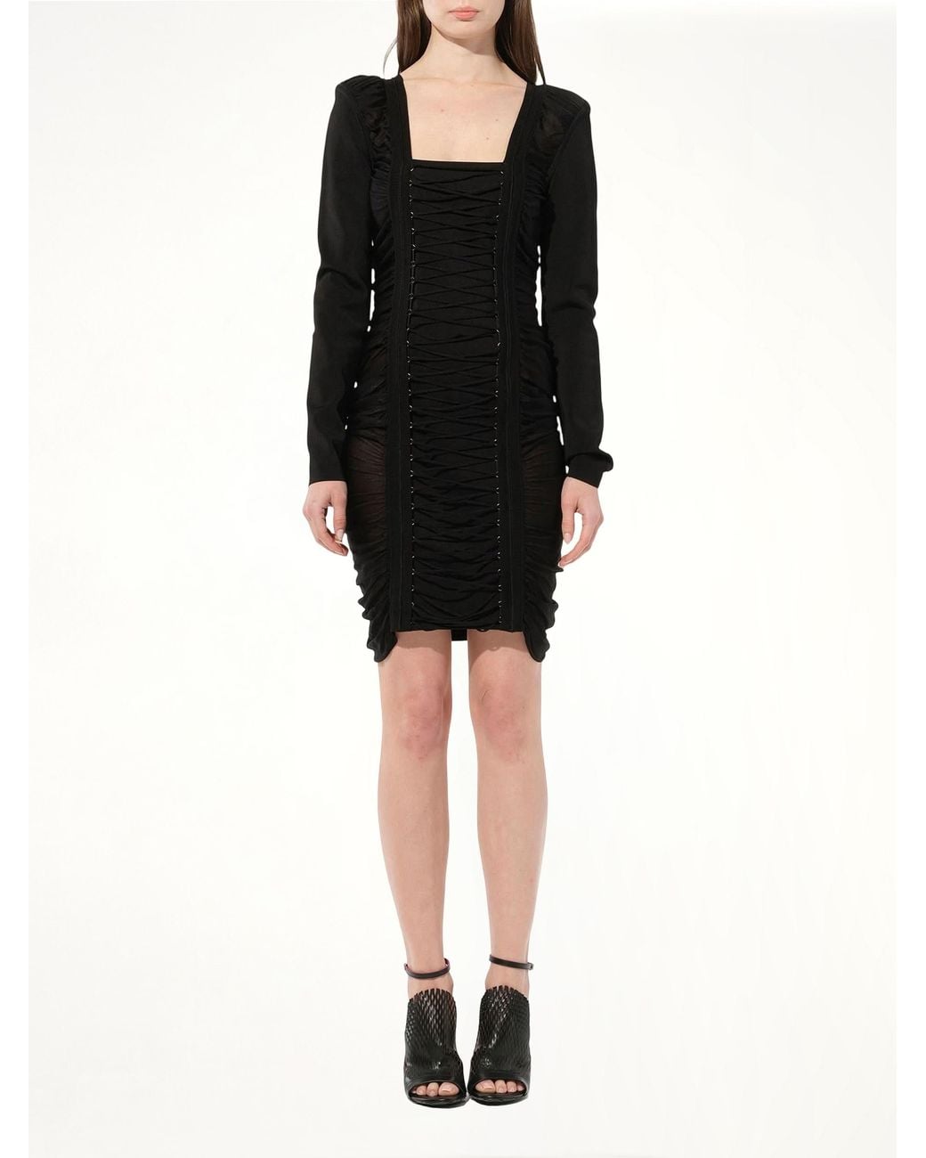 Balmain Black Maille Knit Const Dress