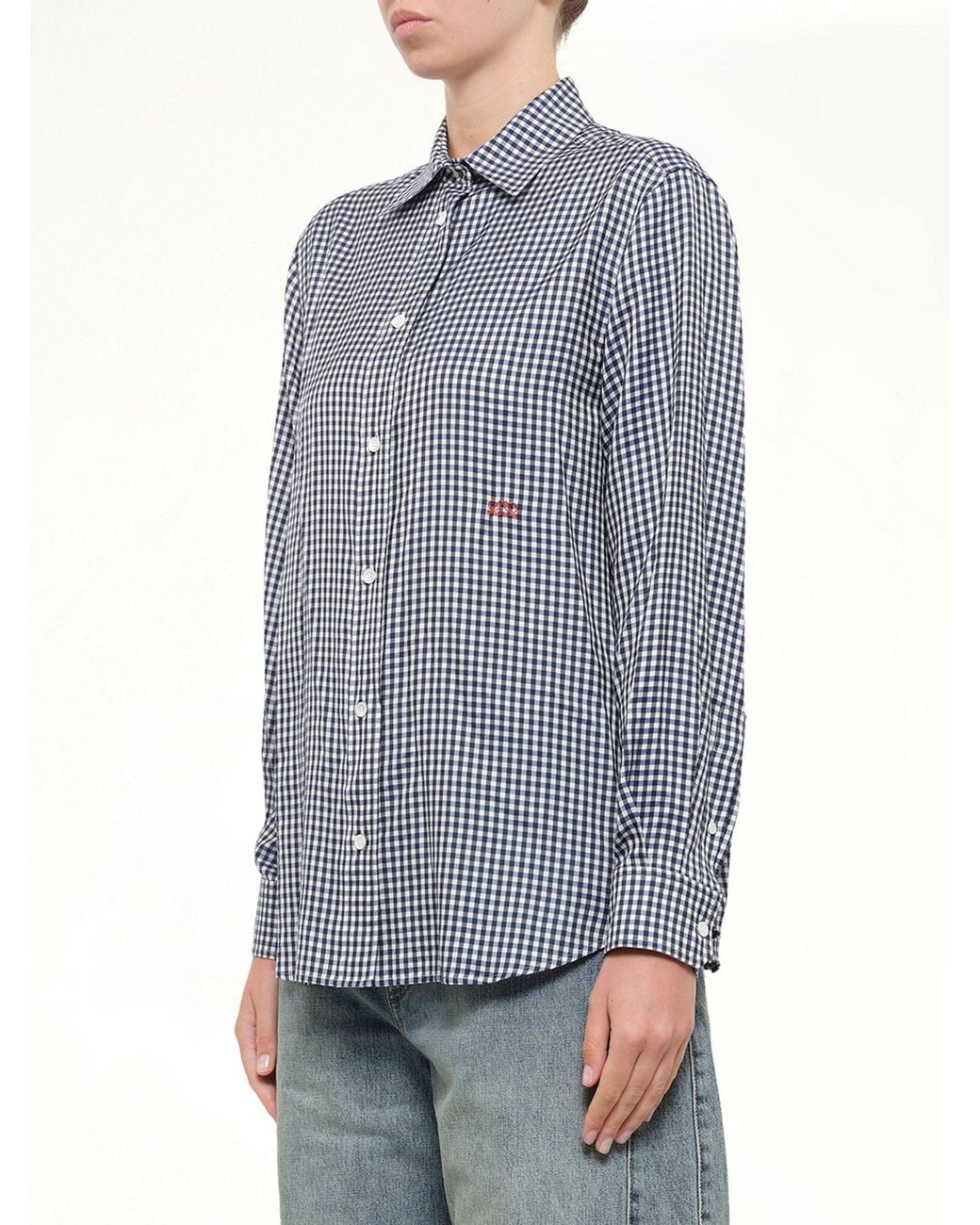 Loewe Blue Silk Gingham Check Shirt