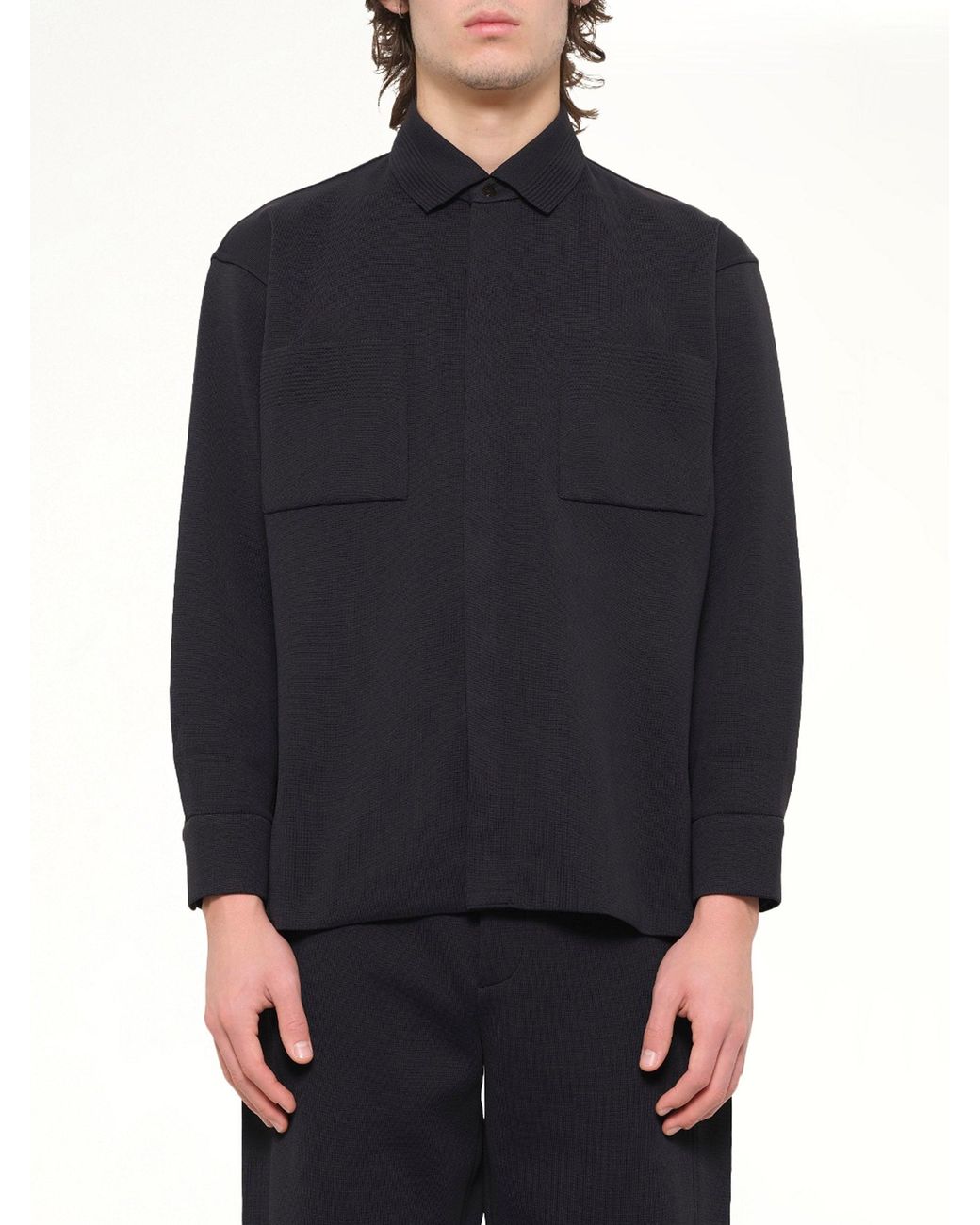 CFCL Blue Soft Milan Covered Placket Shirt for men