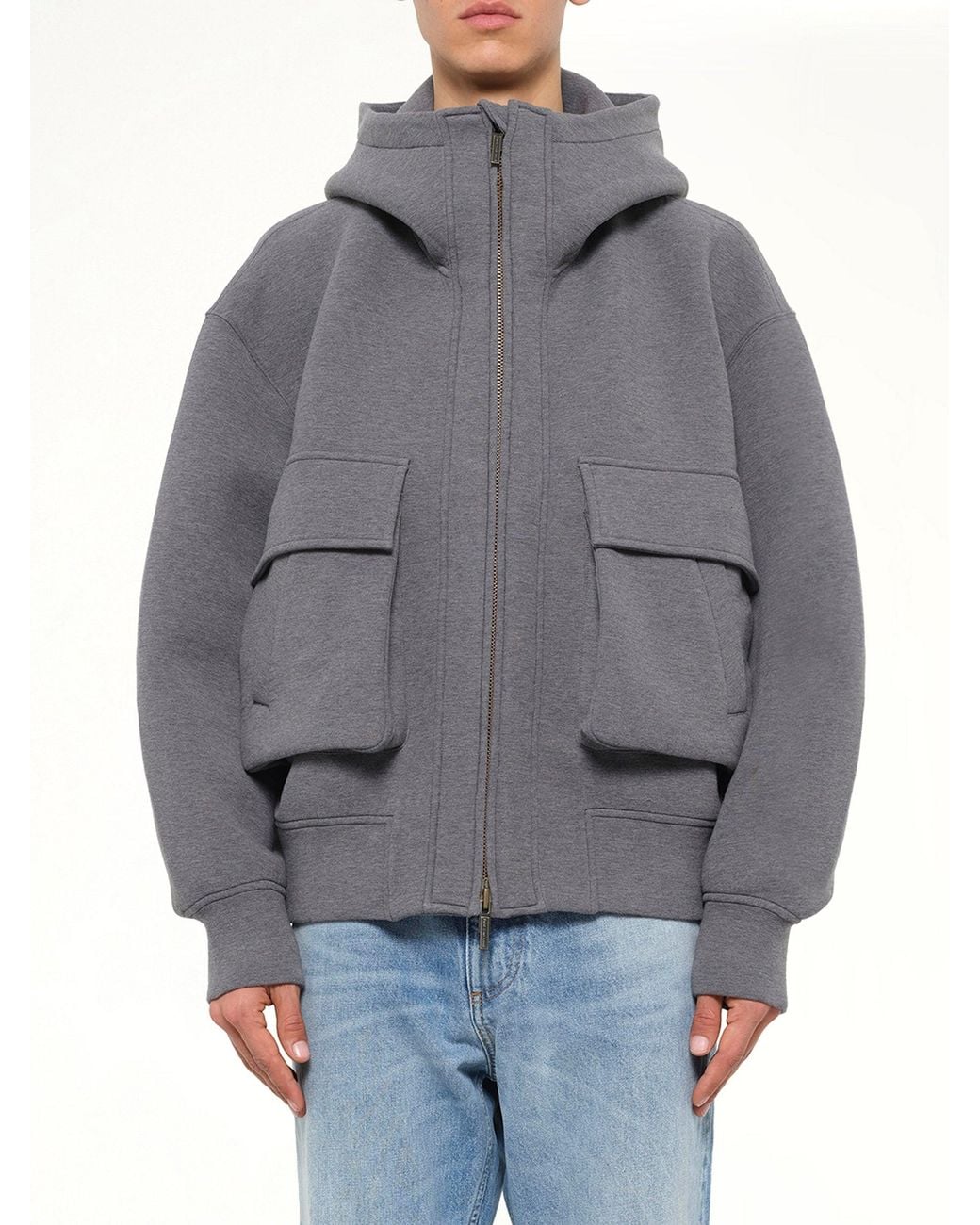 Feng Chen Wang Gray Spacer Zip-Up Hoodie for men
