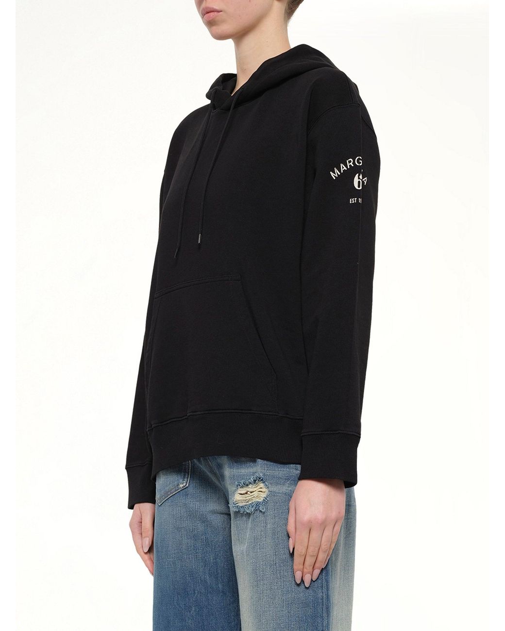 MM6 by Maison Margiela Black Sleeve Logo Hoodie