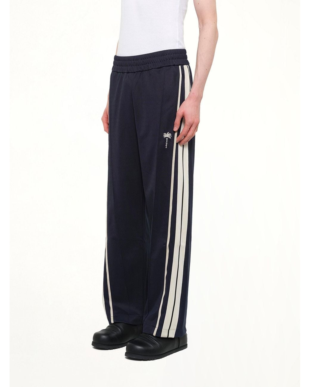 Palm Angels Blue Palm Tree Striped Track Pants for men