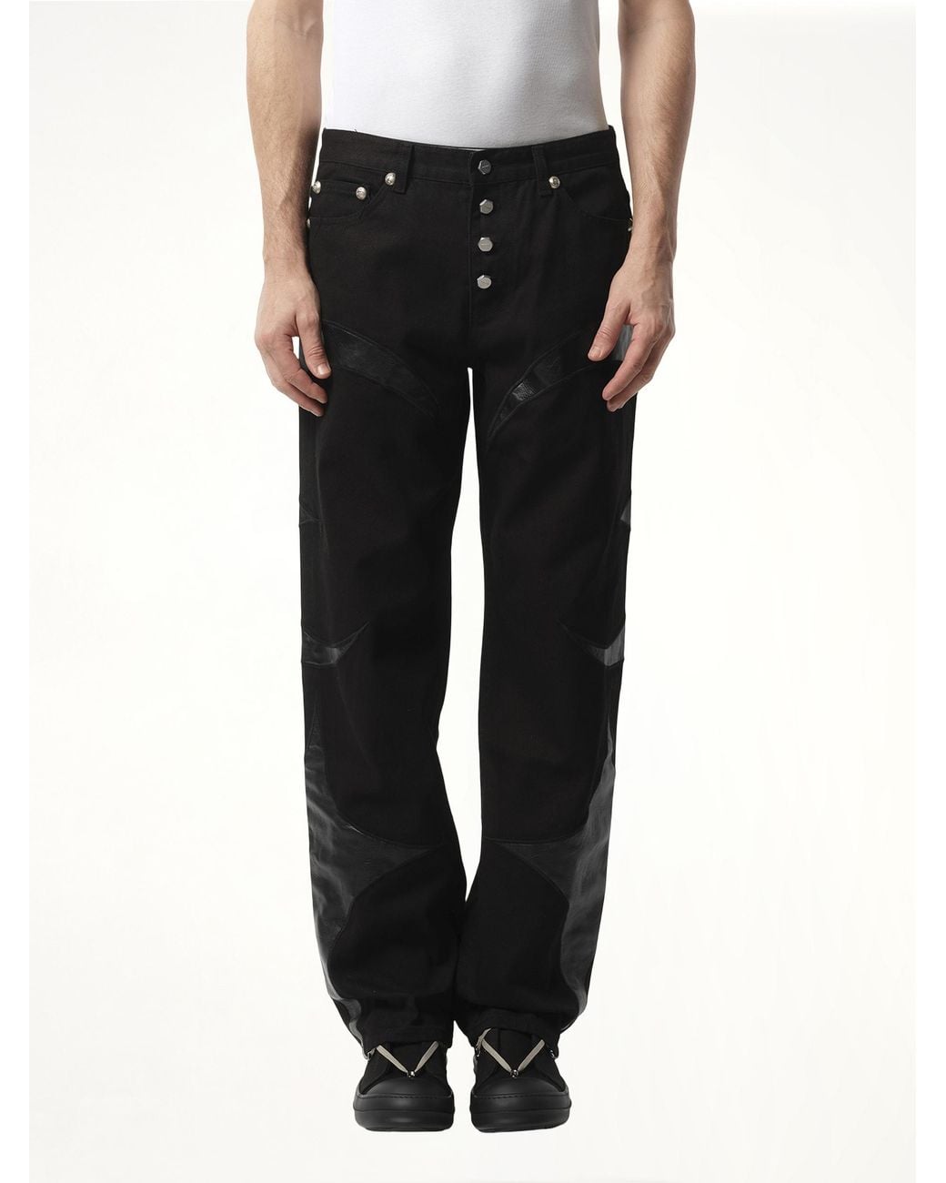 THUG CLUB Tc Leather Washing Denim Pants in Black for Men | Lyst