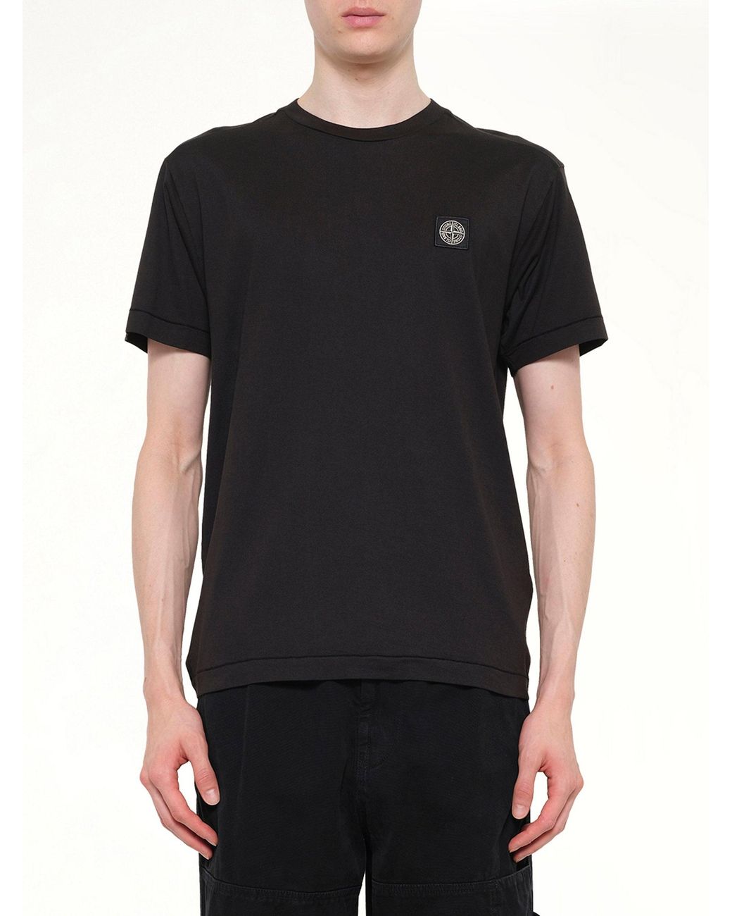 Stone Island Black 2100027 Cotton Compass Patch T-Shirt for men