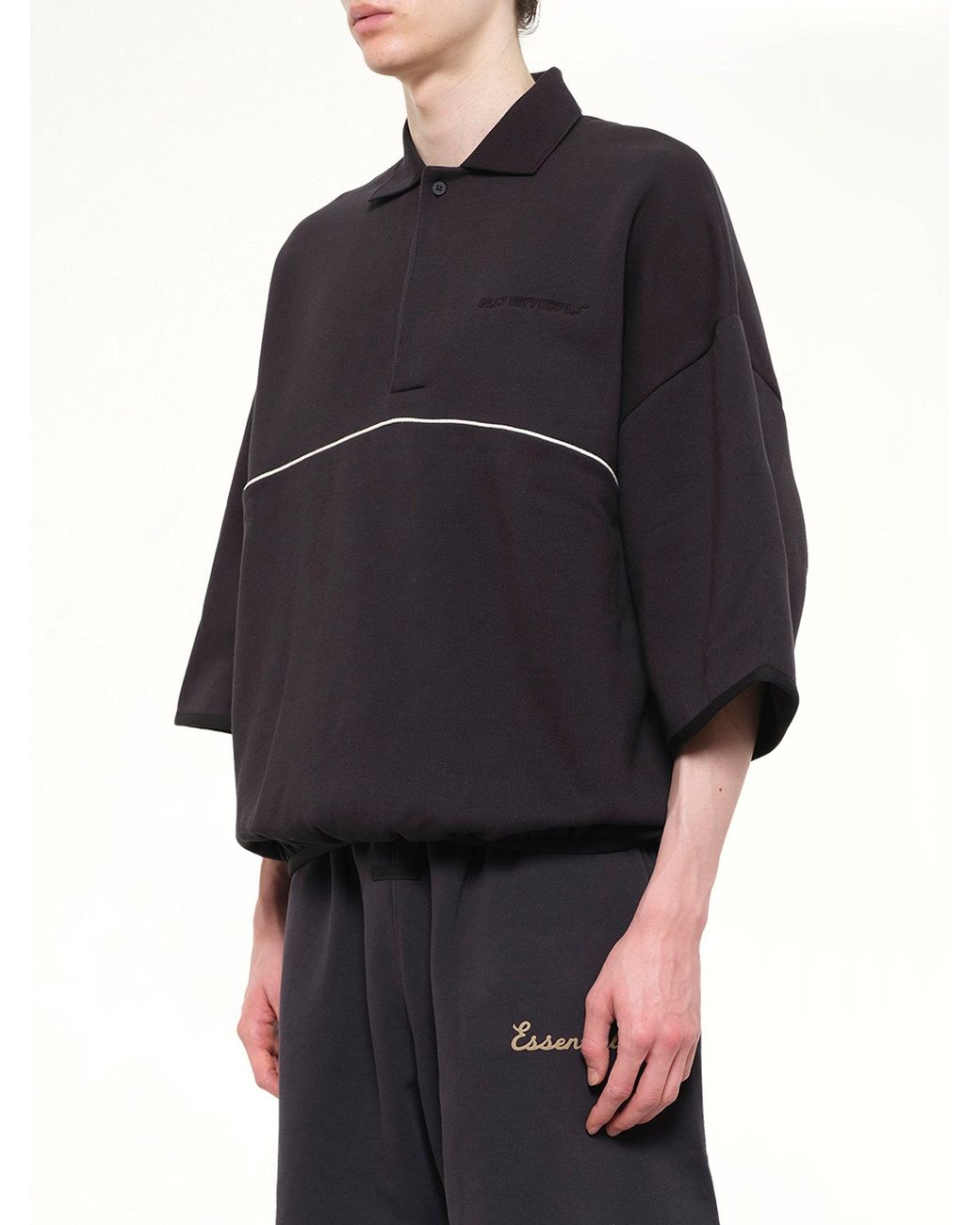 Fear Of God Black Active Trace 3/4 Sleeve Polo Sweatshirt for men