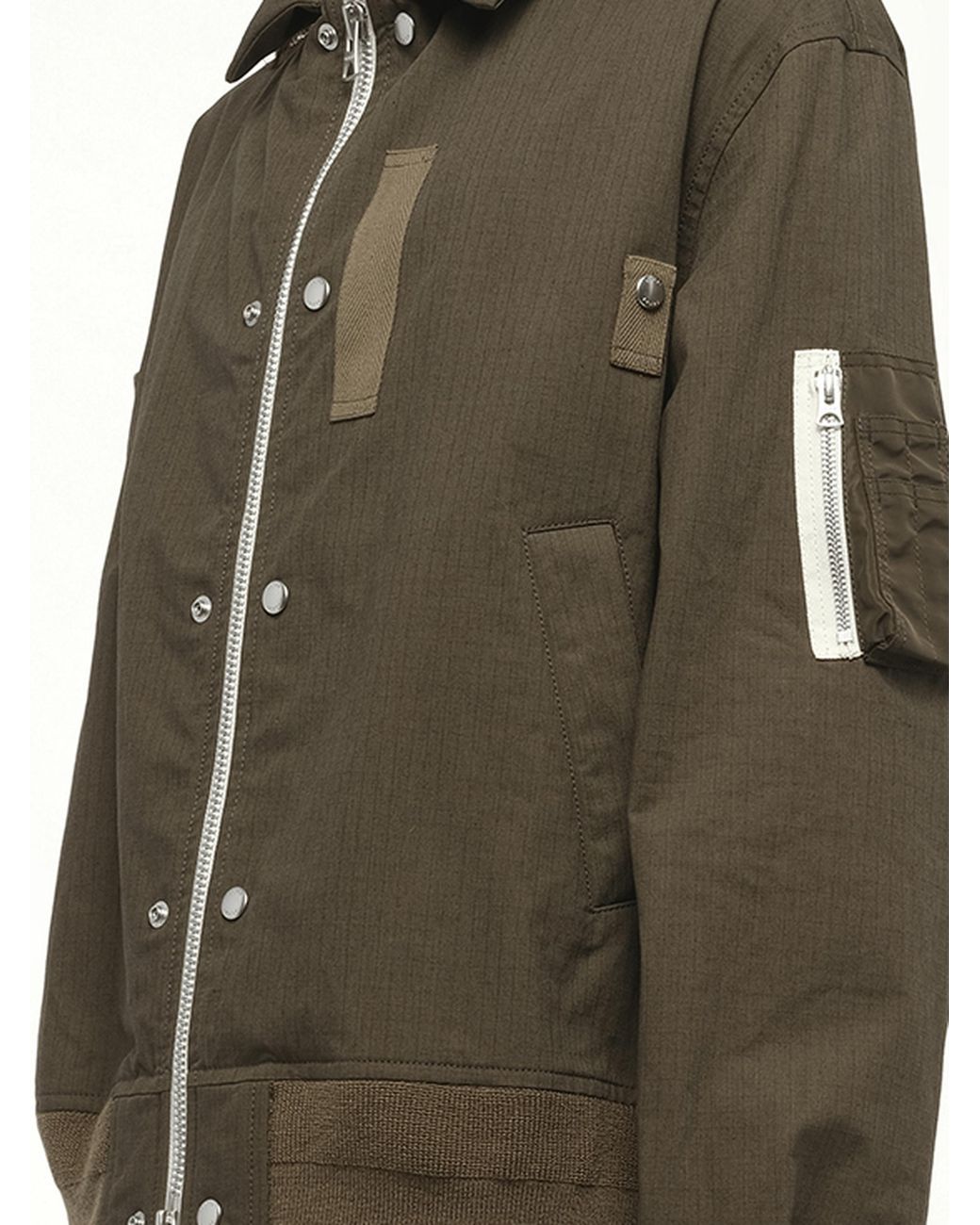 Sacai Rip Stop Blouson Bomber Jacket, 100% Polyester in Green for
