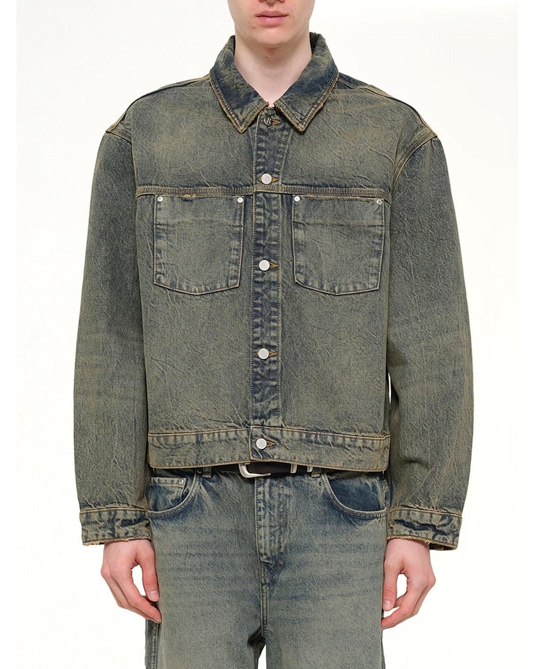 Represent Gray Denim Trucker for men