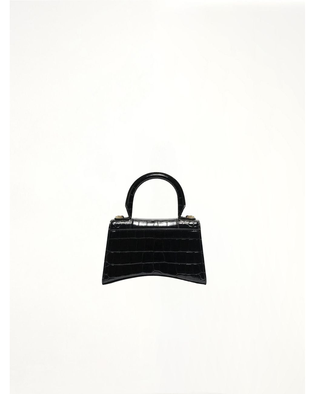 Balenciaga Black Hourglass Xs Croco Embossed Bag