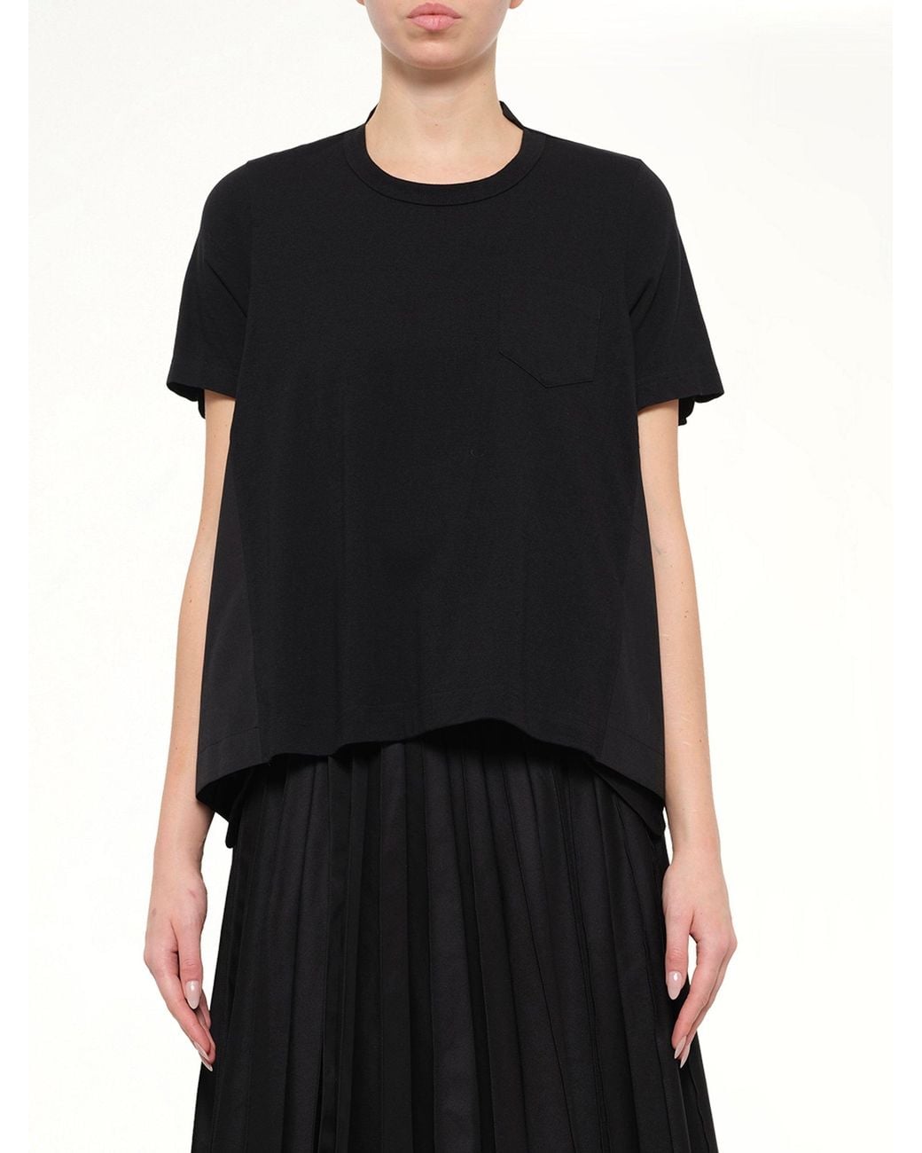 Sacai Black Cotton Poplin X Jersey T-Shirt