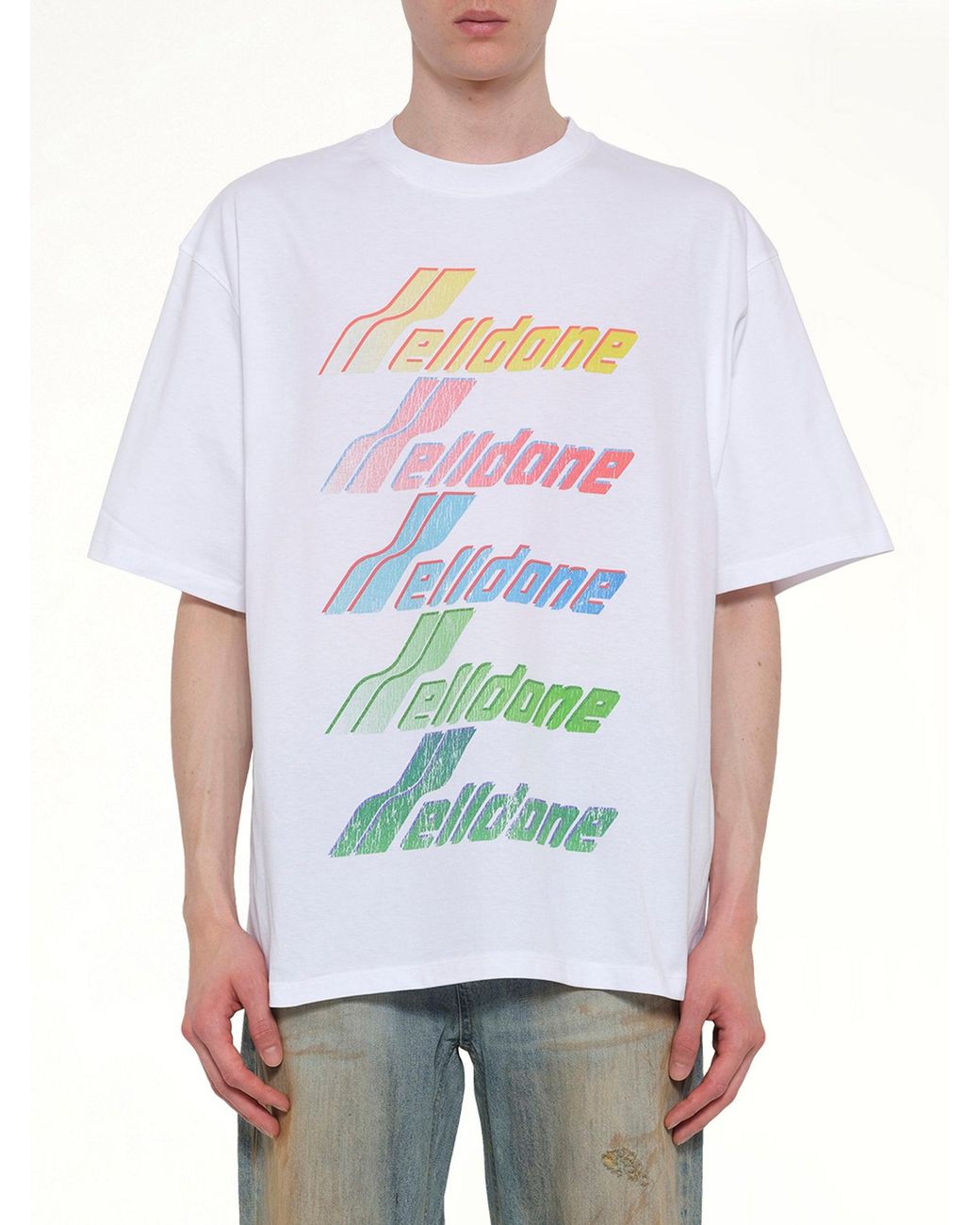 we11done White Multi Logo T-Shirt for men